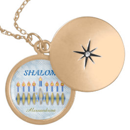 Collar Con Colgante Nombre del personalizable de Jánuca Menorah Shalom