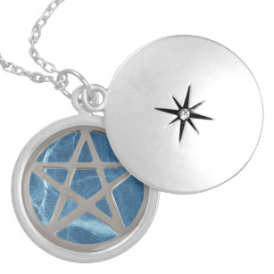 Collar Con Colgante Pentáculo/Pentagram Pagan/Mármol azul de bruja