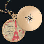 collar de aniversario de la Torre Eiffel boda Vint<br><div class="desc">Boda Keepsake Wedding Party Necklaces - para cambiar el color de fondo - haga clic en personalizar - haga clic en editar - seleccione la última herramienta en el menú desplegable y elija uno de los colores mostrados o introduzca el código rgb hex para su color de boda personalizado -...</div>