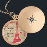collar de aniversario de la Torre Eiffel boda Vint<br><div class="desc">Boda Keepsake Wedding Party Necklaces - para cambiar el color de fondo - haga clic en personalizar - haga clic en editar - seleccione la última herramienta en el menú desplegable y elija uno de los colores mostrados o introduzca el código rgb hex para su color de boda personalizado -...</div>