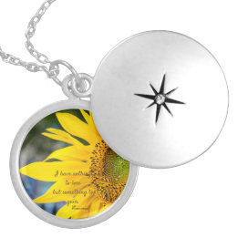 Collar de dije de girasol plateado con cita