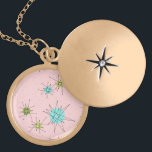 Collar de estribillos atómicos de Icónica rosa<br><div class="desc">Este patrón de collar de estribillos atómicos de Icónica rosada presenta estallidos atómicos icónicos. ¡Así es! La vieja escuela, el fondo de color rosa de la primera dama con especkles de oro, es el escenario perfecto para el turquesa vibrante, el apetitoso apio y los círculos kitschy de color verde pera....</div>