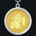 Collar de la aguja de la aguja de la espuma de Gan<br><div class="desc">Hermoso Ganesha Diseño Sterling Silver Necklace. Ideal como un favor de boda,  un regalo de boda,  un regalo de cumpleaños o un regalo de vacaciones. Cambie el color de fondo si lo desea. Puede agregar texto/color de su nombre.</div>