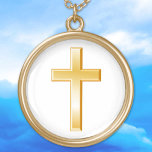 Collar de la Cruz de Oro Cristiana<br><div class="desc">La cruz es un símbolo central de la fe cristiana. Este símbolo también sirve como recordatorio de las creencias religiosas cristianas y la devoción espiritual. ***Por favor,  tenga en cuenta que el color dorado de las obras de arte no es metálico.***</div>