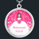 Collar de la dama de honor Boda rosa de pelo largo<br><div class="desc">Boda Keepsake Wedding Party Necklaces - para cambiar el color de fondo - haga clic en personalizar - haga clic en editar - seleccione la última herramienta en el menú desplegable y elija uno de los colores mostrados o introduzca el código rgb hex para su color de boda personalizado -...</div>