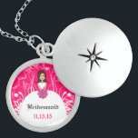 Collar de la dama de honor Fuchsia de pelo marrón<br><div class="desc">Collares Keepsake Elija ya sea el acabado plateado de oro o el Personalizado exclusivo de plata estéril !st Navidades Boda regalo Keepsake Wedding Party Necklaces - para cambiar el color de fondo - haga clic en personalizar - haga clic en editar - elija la última herramienta en el menú desplegable...</div>