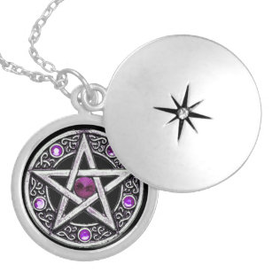 Collar de la plata, púrpura y negro del Pentagram