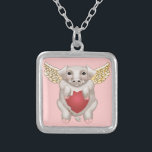 Collar de la plaza Flying Pig Love<br><div class="desc">Collares de la plaza Flying Pig Love, ropa de Corazón de Cerdo Volador, camisetas de Corazón, regalos de San Valentín de Ilustracion ArtMuvz. PARA PERSONALIZAR, si no hay una "plantilla de texto" que muestre "Su nombre", haga clic en "editar diseño" y, a continuación, en la columna de la izquierda, a...</div>