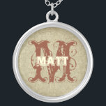 Collar de Monograma de Damasco de Coral Profunda<br><div class="desc"></div>