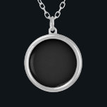 Collar de Pendant Plateado de Color Sólido Negro<br><div class="desc">Color sólido negro</div>
