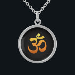 Collar De Plata De Ley Asana Relax Fitness Zen Yoga Om Mantra Symbol<br><div class="desc">Asana Relax Fitness Zen Yoga Om Mantra Símbolo Oro Sol Amanecer Meditación Amarillo Naranja Elegante Elegante Sunrise Sterling Silver Ronda Necklace.</div>