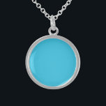 Collar De Plata De Ley Azul turquesa, color sólido,<br><div class="desc">Azul turquesa,  color sólido.</div>