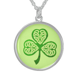Collar De Plata De Ley Día Celta de Shamrock St. Patrick