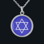 Collar De Plata De Ley estrella de David esterlina, azul del brite en<br><div class="desc">estrella de David esterlina,  blanca en azul del brite</div>