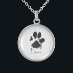 Collar De Plata De Ley Impresión de las garras de perro con el nombre de<br><div class="desc">Impresión de las garras de perro con el nombre de su Mascota - Negro -</div>