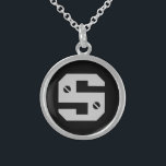 Collar De Plata De Ley Inicial de los hombres<br><div class="desc">Un pendant personalizado para los hombres,  texto masculino de la placa de diamante</div>