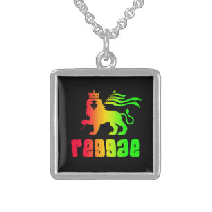 Collar De Plata De Ley Reggae Rasta Lion 