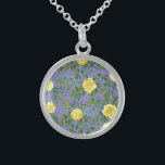 Collar De Plata De Ley Rosa azul claro amarillo y perwinkle Boda floral<br><div class="desc">Hermosa pionia azul claro amarillo y perwinkle e invitaciones florales de boda rosa con abundante vegetación. Perfecto para una temática floral o boda blanco tradicional en primavera o verano. Personalizar el color y el texto para hacer que esta boda invite a la suya!</div>