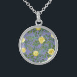 Collar De Plata De Ley Rosa azul claro amarillo y perwinkle Boda floral<br><div class="desc">Hermosa pionia azul claro amarillo y perwinkle e invitaciones florales de boda rosa con abundante vegetación. Perfecto para una temática floral o boda blanco tradicional en primavera o verano. Personalizar el color y el texto para hacer que esta boda invite a la suya!</div>