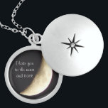 Collar De Plata De Ley Te amo a la luna y al collar/al locket traseros<br><div class="desc">Collar hermoso con una imagen de la luna que fotografié.</div>