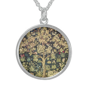 Collar De Plata De Ley William Morris Tree De Life Floral Vintage Art