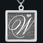 Collar de plata en Momograma<br><div class="desc">Collares Keepsake Elija ya sea el acabado plateado de oro o el Personalizado exclusivo de plata estéril !st Navidades Boda regalo Keepsake Wedding Party Necklaces - para cambiar el color de fondo - haga clic en personalizar - haga clic en editar - elija la última herramienta en el menú desplegable...</div>