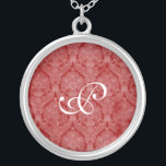 Collar de plata esterlina de monograma rojo<br><div class="desc">Hermoso collares de plata de estilo lace - se puede cambiar el color de fondo. Ideal como un favor de boda,  un regalo de boda,  un regalo de cumpleaños o un regalo de vacaciones.</div>