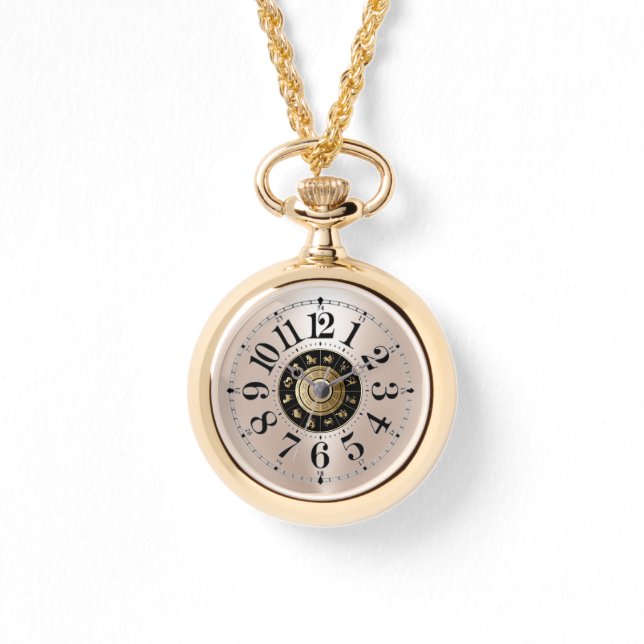 collar de reloj de bolsillo de zodiaco dorado (Anverso)