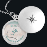 Collar del aniversario del boda Heart Beach<br><div class="desc">Conservar los collares Elegir el acabado plateado de oro o el Personalizado único de plata sellante Regalo de primer Navidad o primer Día de San Valentín</div>