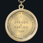 Collar Dorado 50.º Aniversario Boda Oro y Diamantes<br><div class="desc">Elegante Feliz 50 aniversario boda imagen de fondo dorado y diamantes con texto de personalizable negro.</div>