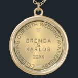 Collar Dorado 50.º Aniversario Boda Oro y Diamantes<br><div class="desc">Elegante Feliz 50 aniversario boda imagen de fondo dorado y diamantes con texto de personalizable negro.</div>