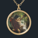Collar Dorado Amantes de una Swing. Primavera de Pierre Auguste<br><div class="desc">Ilustracion vintage Imagen de amor y romance victoriano con una pareja joven enamorada balanceándose de un árbol en un bosque. Artista: Pierre Auguste Cot,  titulado Spring,  1873.</div>