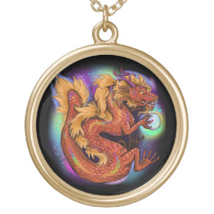 Collar Dorado Año Zodiaco del Dragón en China 2024