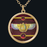 COLLAR DORADO ANTIGUA ESCÁRABE EGIPCIA/CORNUCOPIA JEWEL<br><div class="desc">Elegante joyería de esmalte dorado egipcio con grandes alas y dos maíz dorado de fondo rojo burdeos. ...  Elaboración gráfica digital por Bulgan Lumini</div>