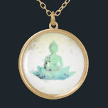 Collar Dorado *~* AP33 Aqua Buddha Botanical Floral Lotus<br><div class="desc">(( ID de búsqueda AP33 para diseños similares )) Resumen simple y mínimo Boho Zen Acuarela suave con áreas GOLD. Hay opciones en forma y colores metalizado de revestimiento en Plata Plate y Oro Plate. * Jardín Botánico Bohemio Enérgicamente Mejorado / Floral Bouquet / Flores Pastel Moderno Popular suavemente Colorido...</div>