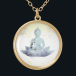 Collar Dorado *~* AP33 Buda AZUL Dusto Botánico Floral Lotus<br><div class="desc">(( ID de búsqueda AP33 para diseños similares )) Resumen simple y mínimo Boho Zen Acuarela suave con áreas GOLD. Hay opciones en forma y colores metalizado de revestimiento en Plata Plate y Oro Plate. * Jardín Botánico Bohemio Enérgicamente Mejorado / Floral Bouquet / Flores Pastel Moderno Popular suavemente Colorido...</div>