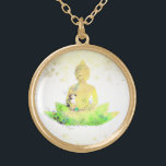 Collar Dorado *~* AP33 Green Buddha Botanical Floral Lotus<br><div class="desc">(( ID de búsqueda AP33 para diseños similares )) Resumen simple y mínimo Boho Zen Acuarela suave con áreas GOLD. Hay opciones en forma y colores metalizado de revestimiento en Plata Plate y Oro Plate. * Jardín Botánico Bohemio Enérgicamente Mejorado / Floral Bouquet / Flores Pastel Moderno Popular suavemente Colorido...</div>
