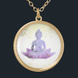 Collar Dorado *~* AP33 Morado Buda Botánico Floral Lotus<br><div class="desc">(( ID de búsqueda AP33 para diseños similares )) Resumen simple y mínimo Boho Zen Acuarela suave con áreas GOLD. Hay opciones en forma y colores metalizado de revestimiento en Plata Plate y Oro Plate. * Jardín Botánico Bohemio Enérgicamente Mejorado / Floral Bouquet / Flores Pastel Moderno Popular suavemente Colorido...</div>