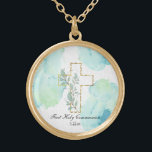 Collar Dorado *~* AP35 Confirmación cristiana a través de la com<br><div class="desc">((ID de búsqueda AP35 para diseños similares y AP40 )) Religioso Católico bendecido por la Cruz Oro Plantada NECKLACE / PENDANT para un chica cualquier edad desde niño a adolescente / adolescente a ciudadano mayor. El diseño si desea personalizar / personalizar. Sirve bien para que se recuerde un día especial....</div>