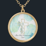 Collar Dorado *~* AP35 Confirmación cristiana a través de la com<br><div class="desc">((ID de búsqueda AP35 para diseños similares y AP40 )) Religioso Católico bendecido por la Cruz Oro Plantada NECKLACE / PENDANT para un chica cualquier edad desde niño a adolescente / adolescente a ciudadano mayor. El diseño si desea personalizar / personalizar. Sirve bien para que se recuerde un día especial....</div>