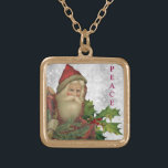 Collar Dorado *~* AP40 Vintage Santa y Holly PEACE Gold<br><div class="desc">(buscar artículos similares en AP40 y AP44 ) * Retro Retro Mejorado Enérgicamente San Nick , ST Nick , Santa Claus , Said Nicholas , Joyería con Intención (r) Holly y Berries Rojos / Berry / y santo Nick Nostalgic Antiguo Retro Antiguo Moda Vintage Santa Claus San Nicolás y Holly...</div>