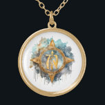 Collar Dorado *~*AP87 Nórdica Arco de Obras de Artesanía Nórdica<br><div class="desc">(Buscar en AP87 cosas Viking o AP40 para artículos similares ) - NECKLACE . La imagen es grande, por lo que no dude en TRANSFERIRSE a cualquier PRODUCTO ZAZZLE que elija. JOYAS CON INTENCIÓN (R) - crea tu propia intención. Usa este arte genial, creativo, artístico, moderno pero vintage, hermoso arte...</div>