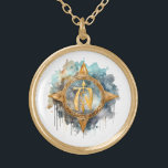 Collar Dorado *~*AP87 Nórdica Arco de Obras de Artesanía Nórdica<br><div class="desc">(Buscar en AP87 cosas Viking o AP40 para artículos similares ) - NECKLACE . La imagen es grande, por lo que no dude en TRANSFERIRSE a cualquier PRODUCTO ZAZZLE que elija. JOYAS CON INTENCIÓN (R) - crea tu propia intención. Usa este arte genial, creativo, artístico, moderno pero vintage, hermoso arte...</div>