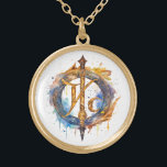 Collar Dorado *~* Artsy AP87 Nórdica RUNE VIKING inspirado en la<br><div class="desc">(Buscar en AP87 cosas Viking o AP40 para artículos similares ) - NECKLACE . La imagen es grande, por lo que no dude en TRANSFERIRSE a cualquier PRODUCTO ZAZZLE que elija. JOYAS CON INTENCIÓN (R) - crea tu propia intención. Usa este arte genial, creativo, artístico, moderno pero vintage, hermoso arte...</div>
