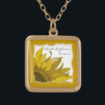 Collar Dorado Boda de la esquina del girasol amarillo<br><div class="desc">El collar Pendant Necklace, Boda del Rincón del Girasol amarillo, es un regalo personalizado único para la novia o las damas de honor. Personalizar con los nombres personales de la novia y el novio y la fecha de la ceremonia matrimonial o tu propio texto, si lo deseas. Este elegante collar...</div>