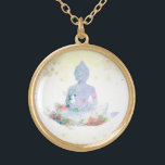 Collar Dorado *~* Buda azul rosado Botánico Floral Lotus AP33<br><div class="desc">(( ID de búsqueda AP33 para diseños similares )) Resumen simple y mínimo Boho Zen Acuarela suave con áreas GOLD. Hay opciones en forma y colores metalizado de revestimiento en Plata Plate y Oro Plate. * Jardín Botánico Bohemio Enérgicamente Mejorado / Floral Bouquet / Flores Pastel Moderno Popular suavemente Colorido...</div>