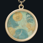 Collar Dorado Círculos azules y amarillos<br><div class="desc">Los círculos azules y amarillos pueblan este asombroso trabajo de Megan Meagher. Un verde lima clave sirve como fondo para los círculos coloridos. ¡Obtén una copia de esta gran impresión hoy!</div>