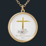 Collar Dorado *~* Confirmación cristiana de la comunión floral A<br><div class="desc">((ID de búsqueda AP35 para diseños similares y AP40 )) Flores Bouquet floral de flores en la base de una cruz rústica y llana de oro Jesús. Eliminar, redimensionar y editar los elementos que desee y pueda. Convierta el diseño para cualquier fin de vibración que desee. Transferirla a cualquier producto...</div>