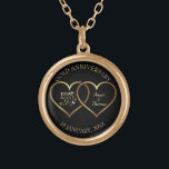Collar Dorado Corazones dorados - Aniversario del Oro<br><div class="desc">Corazones dorados elegantes y números brillantes dorados. 50.º aniversario del boda</div>