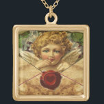 COLLAR DORADO EL DÍA DE SAN VALENTÍN DEL PARCHE DE SELLO DE WAX<br><div class="desc">Elegante,  clásico y elegante diseño con cupido romántico,  foca de cera roja,  corazón y flecha en un antiguo pergamino marrón adecuado para románticos compromisos,  bodas,  navidades,  vacaciones,  uso familiar o profesional.</div>